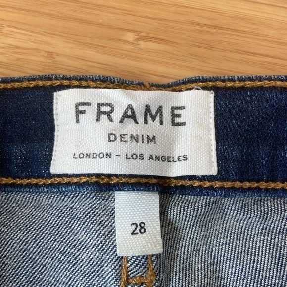 Frame Denim Blue Le Cutoff Frayed Hem Dark Wash Comfy Stretch Jean Shorts Small - Picture 9 of 12